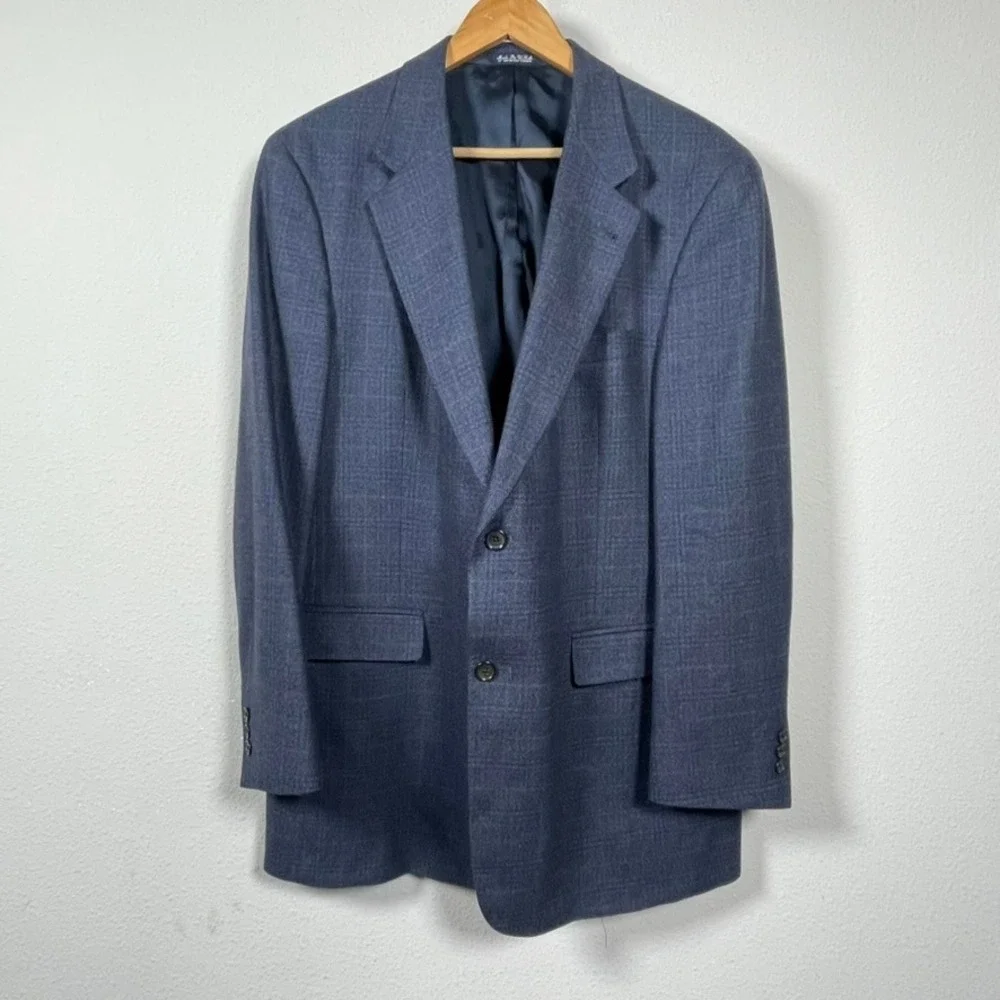 Austin Reed Blazer Mens 44R Blue Glen Plaid Wool Sport Coat USA Wright & Simon